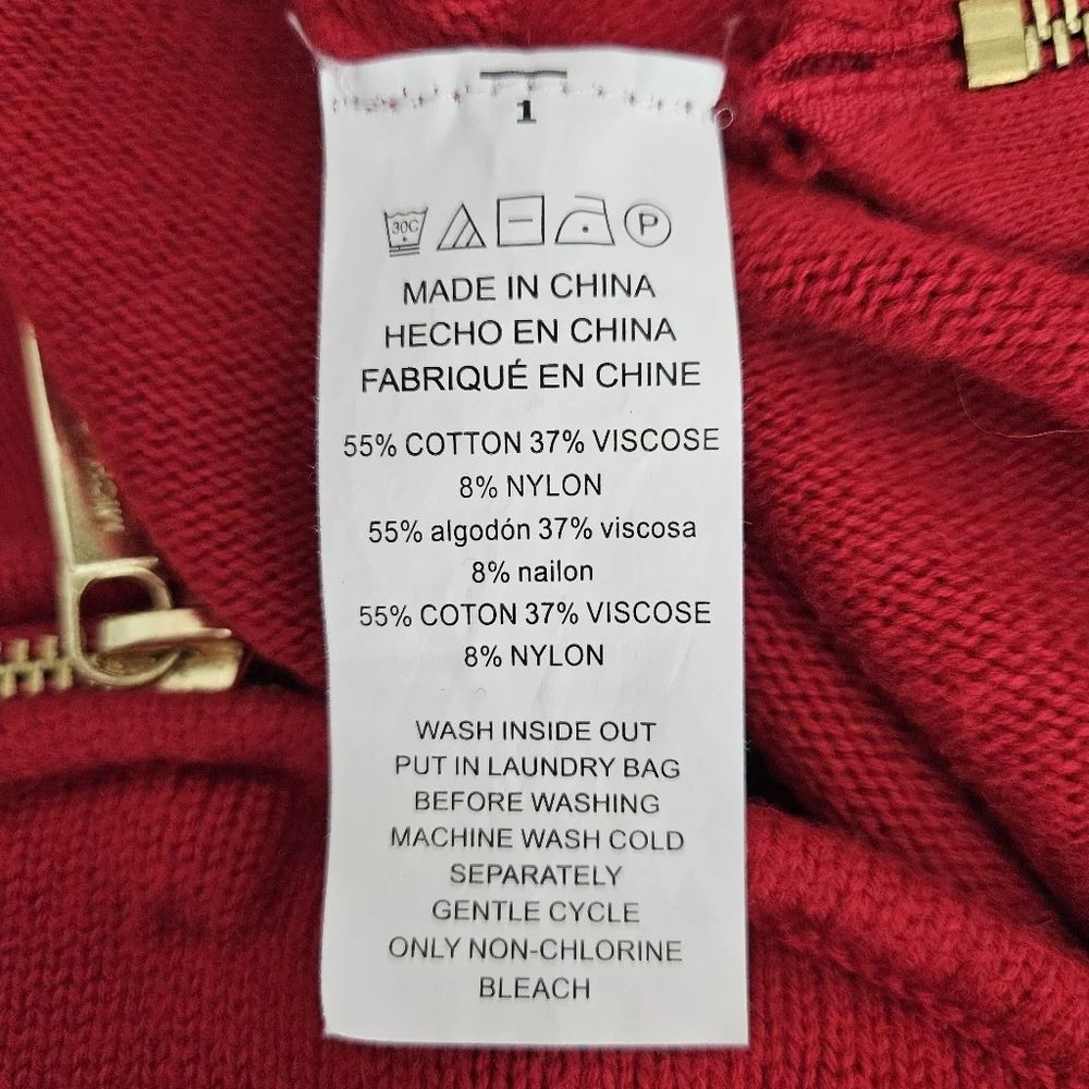 Michael Kors Sweater Holiday Red Long Sleeve Side Zip Pullover Knit XL